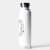 Elegantes Monogramm Hübsche Beige Blaue Blumen Flo Trinkflasche (Links)