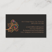 Elegantes Monogramm im Baum des Lebens Visitenkarte (Rückseite)