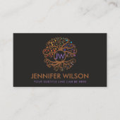 Elegantes Monogramm im Baum des Lebens Visitenkarte (Vorderseite)