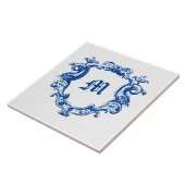 Elegantes Monogramm im Delfinkartuschen-Template Fliese (Seite)
