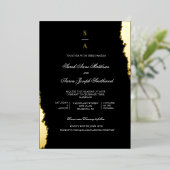 Elegantes Monogramm in einem HochzeitGold Folieneinladung (Stehend vorne)