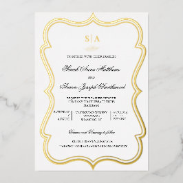 Elegantes Monogramm in einem HochzeitGold Folieneinladung