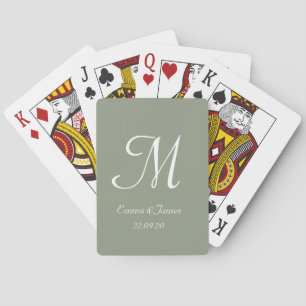 Elegantes Monogramm in Hellgrün mit Schriftzug Nam Spielkarten