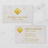 Elegantes Monogramm in Imitaten Goldfolie Weißer M Visitenkarte (Vorne/Hinten)