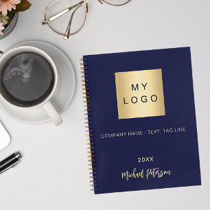 Elegantes Monogramm in Marineblau und Gold für Ges Notizblock