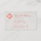 Elegantes Monogramm in Rose Gold Pink Weißer Marmo Visitenkarte (Rückseite)