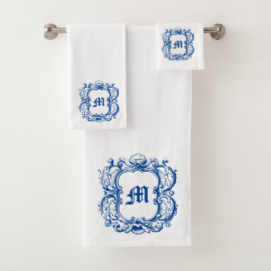 Elegantes Monogramm in Sea Muschel Cartouche-Templ Badhandtuch Set