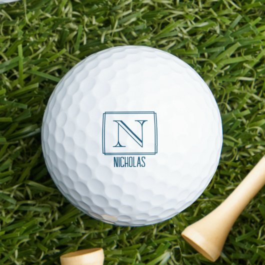 Elegantes Monogramm Initial Navy Blau Rand Golfball