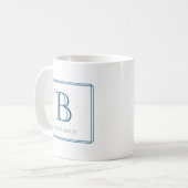 Elegantes Monogramm Initial Navyblauer Rand Kaffeetasse (Vorderseite Links)