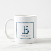 Elegantes Monogramm Initial Navyblauer Rand Kaffeetasse (Links)
