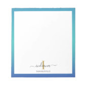 Elegantes Monogramm-Initial-Script individuell Notizblock (Vorderseite)