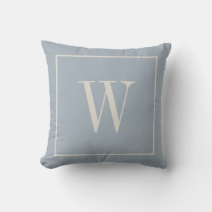 Elegantes Monogramm Initial Softes Landhaus Blau & Kissen