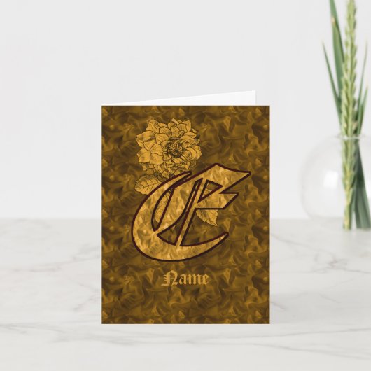 Elegantes Monogramm Initiale E Gold Pfingstrose Pe (Vorderseite)