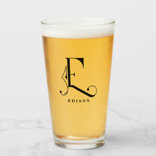 Elegantes Monogramm Initiale E mit Nachnamen Glass Glas