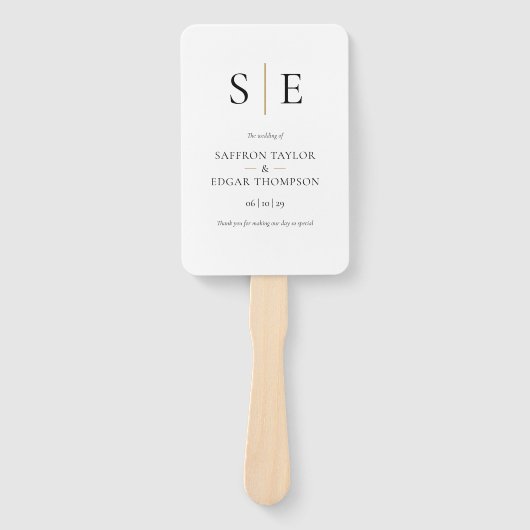 Elegantes Monogramm-Initials-Hochzeitsprogramm Fächer (Vorderseite)