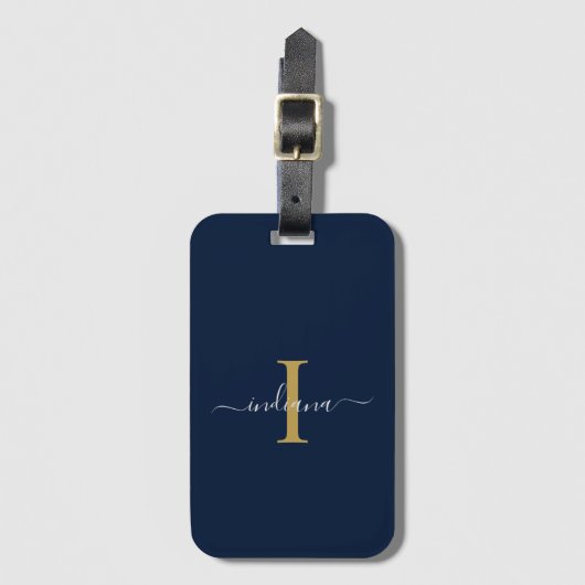 Elegantes Monogramm Initialskript Name Reise Gepäckanhänger (Vorderseite Vertikal)