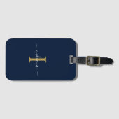 Elegantes Monogramm Initialskript Name Reise Gepäckanhänger (Vorderseite (Horizontal))