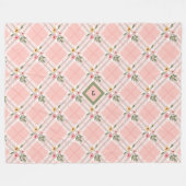 Elegantes Monogramm Karierter Petals Fleecedecke (Vorderseite (Horizontal))