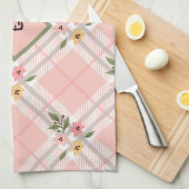 Elegantes Monogramm Karierter Petals Geschirrtuch (Viertel Falte)