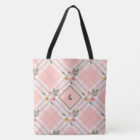 Elegantes Monogramm Karierter Petals Tasche (Vorderseite)