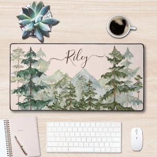 Elegantes Monogramm Kiefernwaldgebirge Schreibtischunterlage