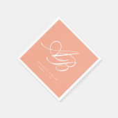 Elegantes Monogramm Korallen Hochzeit Serviette (Ecke)