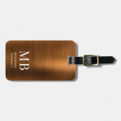 Elegantes Monogramm Kupfer braun gebürstetes Metal Gepäckanhänger (Vorderseite horizontal)