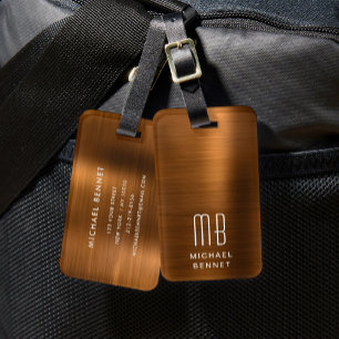 Elegantes Monogramm Kupfer Gepäckanhänger