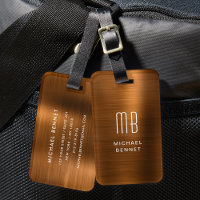 Elegantes Monogramm Kupferbraun Gebürstet Metallis
