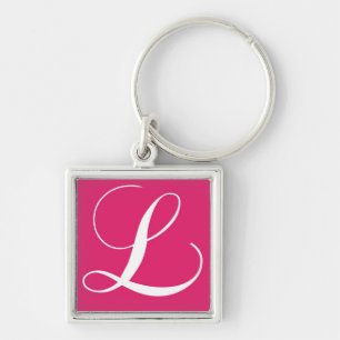 Elegantes Monogramm L rosa Schlüsselanhänger