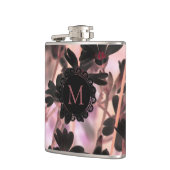 Elegantes Monogramm lila Blumen Flachmann (Links)