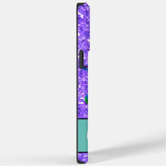 Elegantes Monogramm lila Glitzer-Schmetterlinge Case-Mate iPhone Hülle (Rückseite / Rechts)