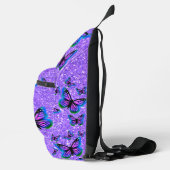 Elegantes Monogramm lila Glitzer-Schmetterlinge Crossbody Bag (Rechts)
