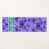 Elegantes Monogramm lila Glitzer-Schmetterlinge Yogamatte (Vorderseite (Horizontal))