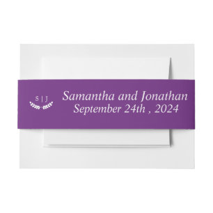 Elegantes Monogramm Lila-Juwelton-Hochzeit Einladungsbanderole
