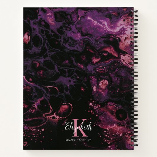 Elegantes Monogramm Lila Skript Notizblock (Rückseite)