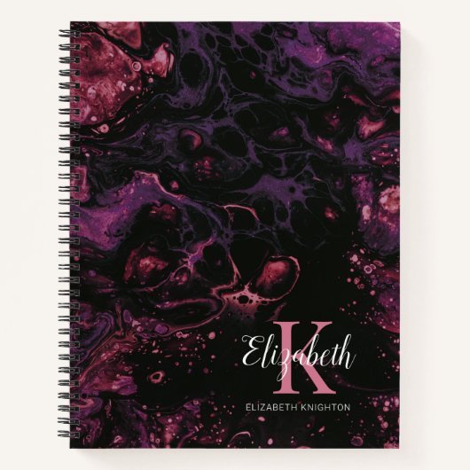 Elegantes Monogramm Lila Skript Notizblock (Vorderseite)