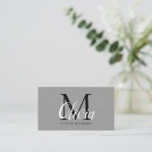 Elegantes Monogramm-Logo grau professionell Visitenkarte (Stehend Vorderseite)