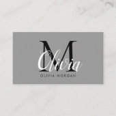 Elegantes Monogramm-Logo grau professionell Visitenkarte (Vorderseite)