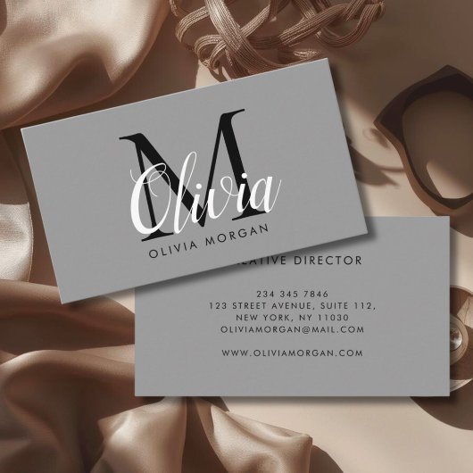 Elegantes Monogramm-Logo grau professionell Visitenkarte