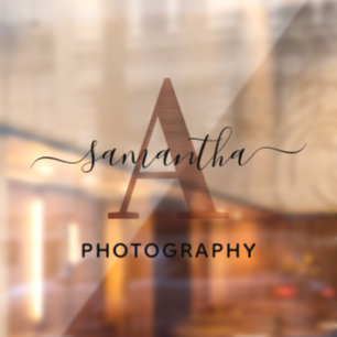 Elegantes Monogramm-Logo in Roségold mit Rose-Sign Fensteraufkleber