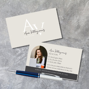 Elegantes Monogramm Logo Neutral Beruflich Visitenkarte