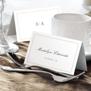 Elegantes Monogramm minimalist Klapp-Platzkarte Tischnummer