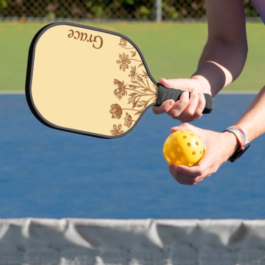Elegantes Monogramm - Minimalistische Wildblume Pickleball Schläger (InSitu)