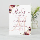 Elegantes Monogramm-mit BlumenBrautparty Einladung (Stehend Vorderseite)