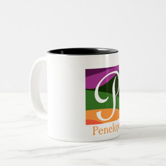 Elegantes Monogramm mit geometrischem Design Zweifarbige Tasse (Vorderseite Links)