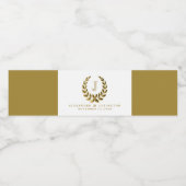 Elegantes Monogramm mit goldenem Laurel-Kranz Wasserflaschenetikett (Einzelnes Label)