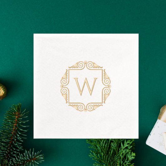 Elegantes Monogramm mit klassischem Art-Deco-Rahme Servietten Mit Folie