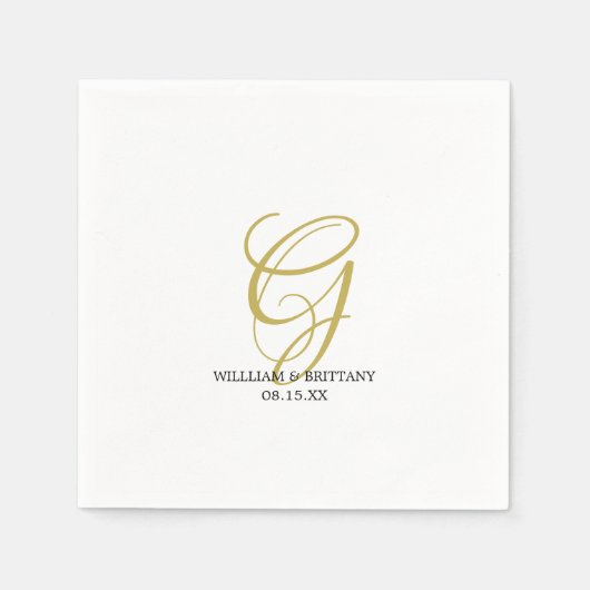 Elegantes Monogramm mit Namen Wedding Paper Napkin Serviette (Vorderseite)