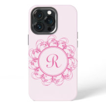 Elegantes Monogramm mit rosa Wirbeln iPhone-Hülle